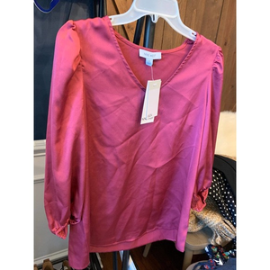New w tags Nine West women’s‎ silky blouse top magenta pink size Med 3/4” sleeve